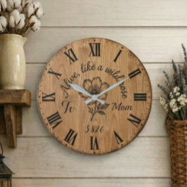 Relógio Grande Wooden Style Wild Rose Wall Clock for Mom