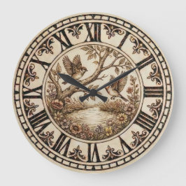 Relógio Grande Woodland Bird wall Clock - Rustic Farmhouse Decor