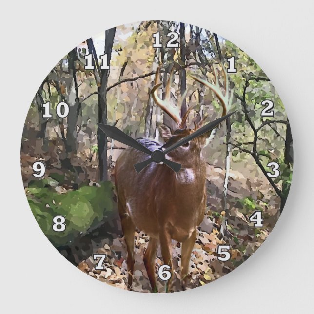 Relógio Grande Woodland Deer Wall Clock (Frente)