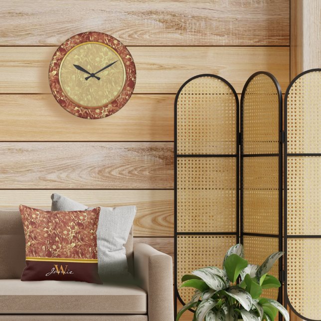 Relógio Grande Woodsy Brown Abstrato Cosmos Large (Criador carregado)