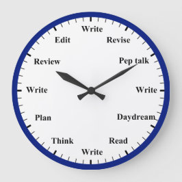 Relógio Grande Writer's Clock - Writing Job Fun Dark Blue Clock