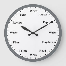 Relógio Grande Writer's Clock - Writing Job Fun Grey Wall Clock