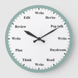 Relógio Grande Writer's Clock - Writing Job Fun Mint Blue Clock