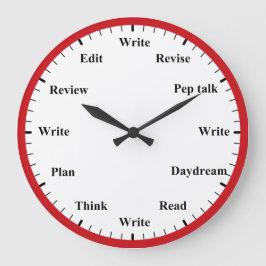 Relógio Grande Writer's Clock - Writing Job Fun Red Wall Clock