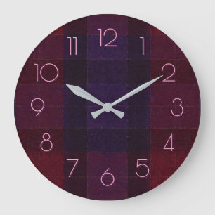 Relógio Grande Xadrez Aconchegante Burgundy Marrom Roxo