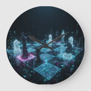 Relógio Grande Xadrez Cyberpunk, Jogo de Tabuleiro Digital Neon S