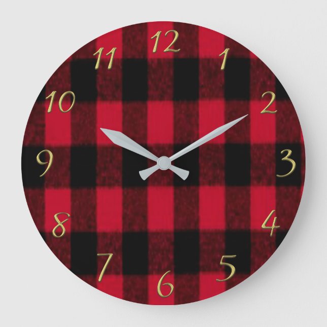 Relógio Grande Xadrez Flannel Buffalo Textura 1 (Frente)