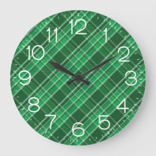 Relógio Grande Xadrez Green Tartan Swahili Padrão-82009