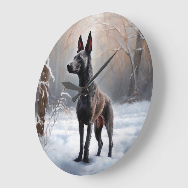 Relógio Grande Xoloitzcuintli Deixe Nevar Natal (Ângulo)