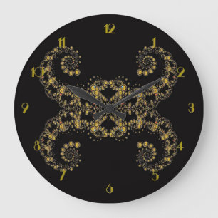 Relógio Grande Yellow Fractal Curls Wall Clock
