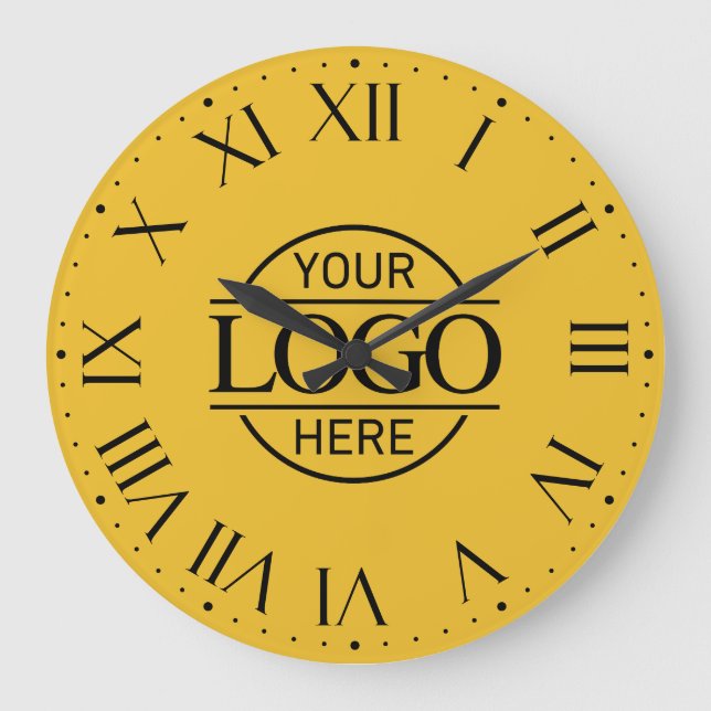 Relógio Grande Yellow Simple Branded Company Business Logo Custom (Frente)