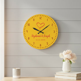 Relógio Grande Yellow Wedding or Anniversary Gift Clock 