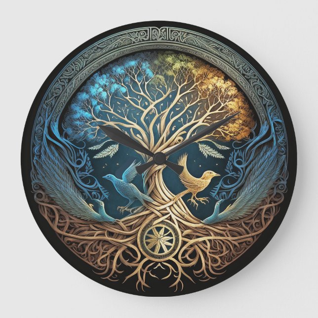 Relógio Grande Yggdrasil Tree of Life (Frente)