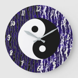 Relógio Grande Yin Yang Azul Tranquilidade Energia Zen