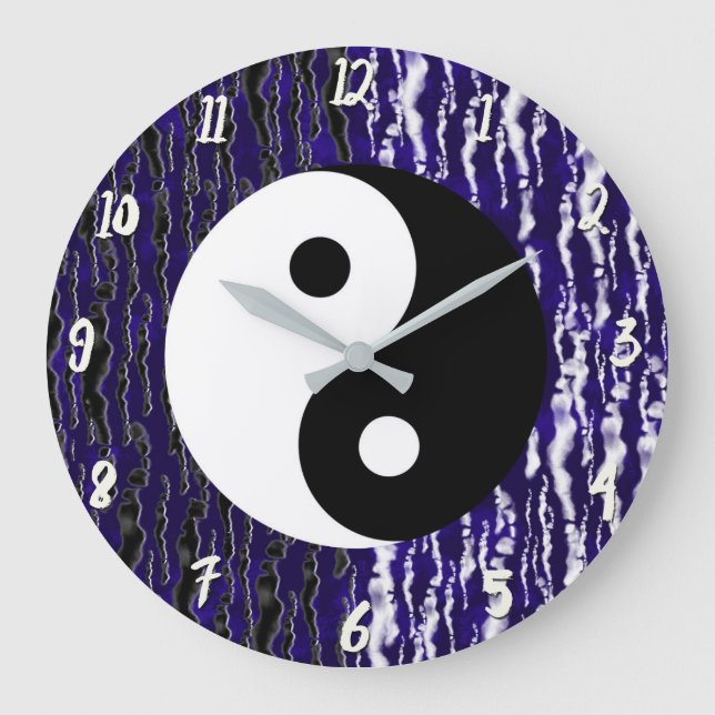Relógio Grande Yin Yang Azul Tranquilidade Energia Zen (Frente)
