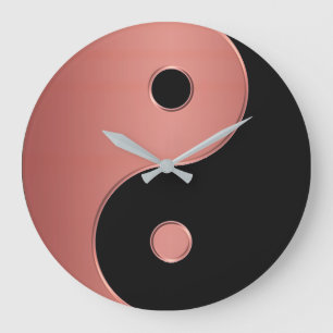 Relógio Grande Yin Yang Clock em cobre ou argila e preto