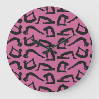 Relógio Grande Yoga Positions Silhouettes