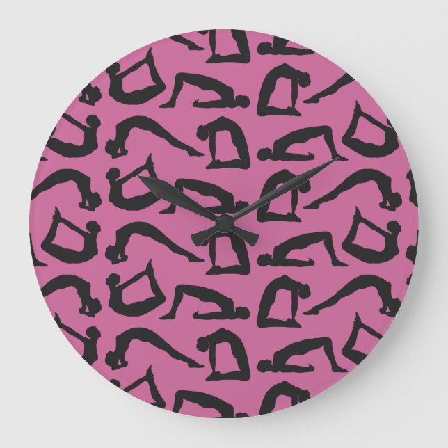 Relógio Grande Yoga Positions Silhouettes (Frente)