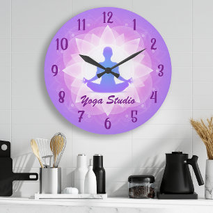 Relógio Grande Yoga Zen Lótus Meditação Personalizada