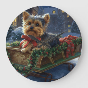 Relógio Grande Yorkshire Terrier Temporada de Natal