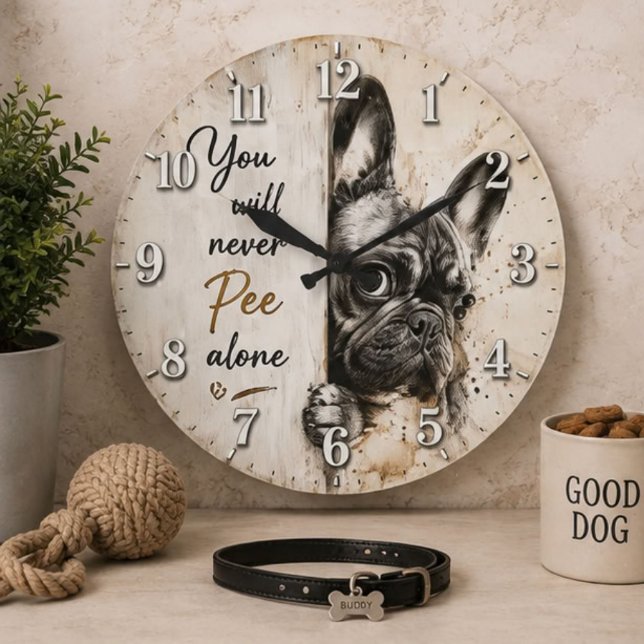 Relógio Grande You Will Never Pee Alone French Bulldog (Criador carregado)