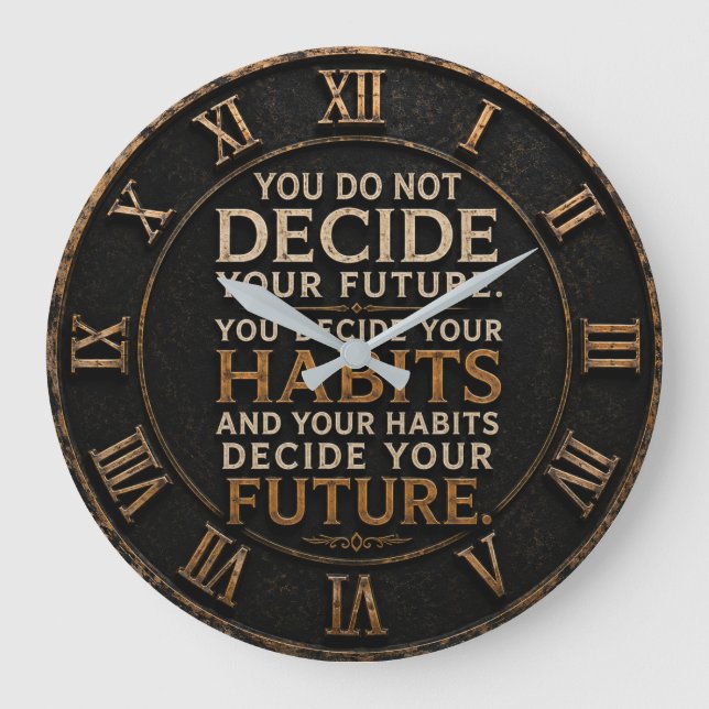 Relógio Grande Your Habits Decide Your Future Gym Decor (Frente)