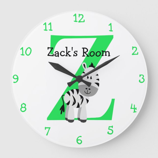 Relógio Grande Z é para o quarto da zebra e das Zack-Crianças (Frente)