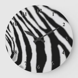 Relógio Grande Zebra Clock - Black and White Modern Strik - Arte