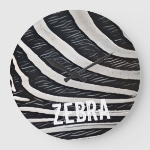 Relógio Grande Zebra fur Design preto e branco para Amante de os