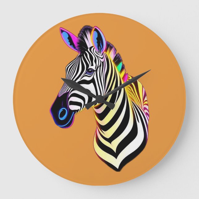Relógio Grande Zebra Neon Brilhante (Frente)