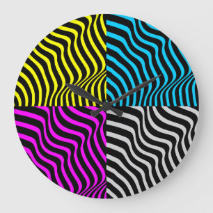 Relógio Grande Zebra Stripes - Abstrato de padrão geométrico Art