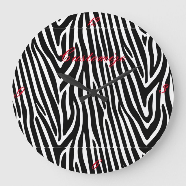 Relógio Grande Zebra Stripes Pattern Thunder_Cove (Frente)