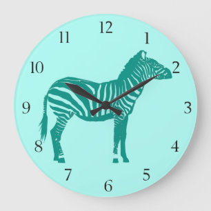 Relógio Grande Zebra - Turquesa e Aqua