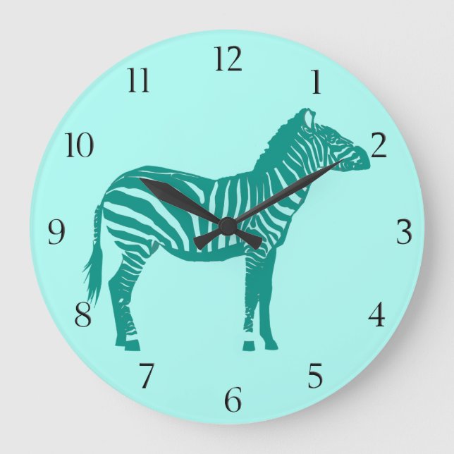 Relógio Grande Zebra - Turquesa e Aqua (Frente)