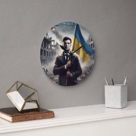 Relógio Grande Zelenskyy Ucrânia Flag Wall Clock