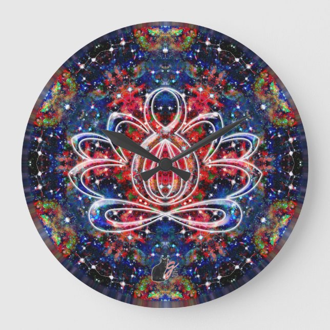 Relógio Grande Zen Lotus Clock - cintilação (Frente)