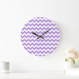 Relógio Grande Zigzag Roxo, Chevron Roxo, Padrão Geométrico