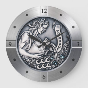 Relógio Grande Zodiac ~ Aquarius ~ Celestial ~ Astrologia Ocident