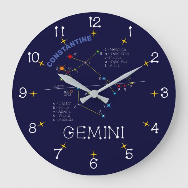 Relógio Grande Zodiac Constelação Gemini (Frente)