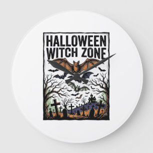 Relógio Grande Zona de Bruxa de Halloween Cemitério Vintage Morce