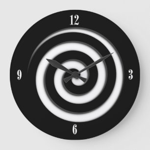 Relógio Grande Zone Out Black Spiral Hypno Four Number Wall Clock