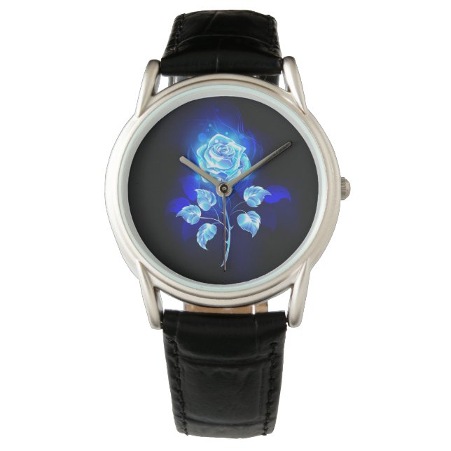 Relógio Gravação de Rosa Azul (Frente)