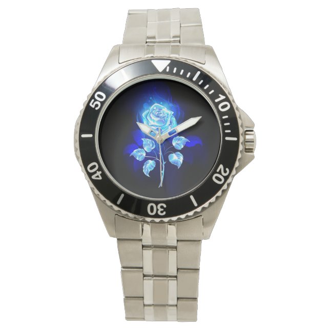 Relógio Gravação de Rosa Azul (Frente)
