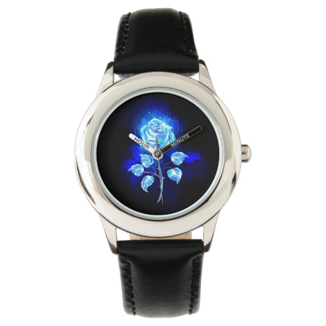 Relógio Gravação de Rosa Azul (Frente)