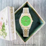 Relógio Green Gems Watch<br><div class="desc">Digitalizada, imageria, desenhou esta Abstrato gráfica, com um padrão texturizado, numa vívida sombra de verde-claro, semelhante a Kelly Green.</div>