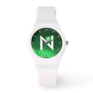 RELÓGIO GREEN JADE GEMSTONE MONOGRAMA IMPRESSO