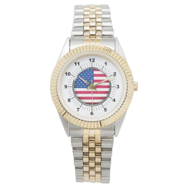 Relógio Guarda da pulseira de dois tons, com bandeira masc (Frente)