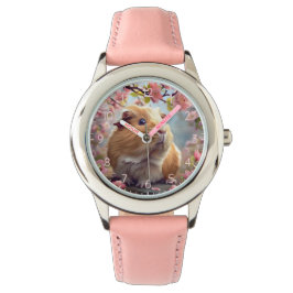 Relógio Guiné Pig Amidst Primavera Blossomo