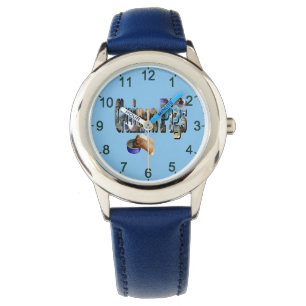 Relógio Guiné Pigs É A Palavra, Crianças Leather Wristw
