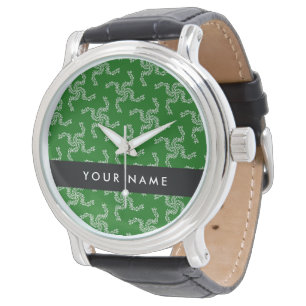 Relógio Guirlanda de Natal, Verde, Seu nome, Personalizar